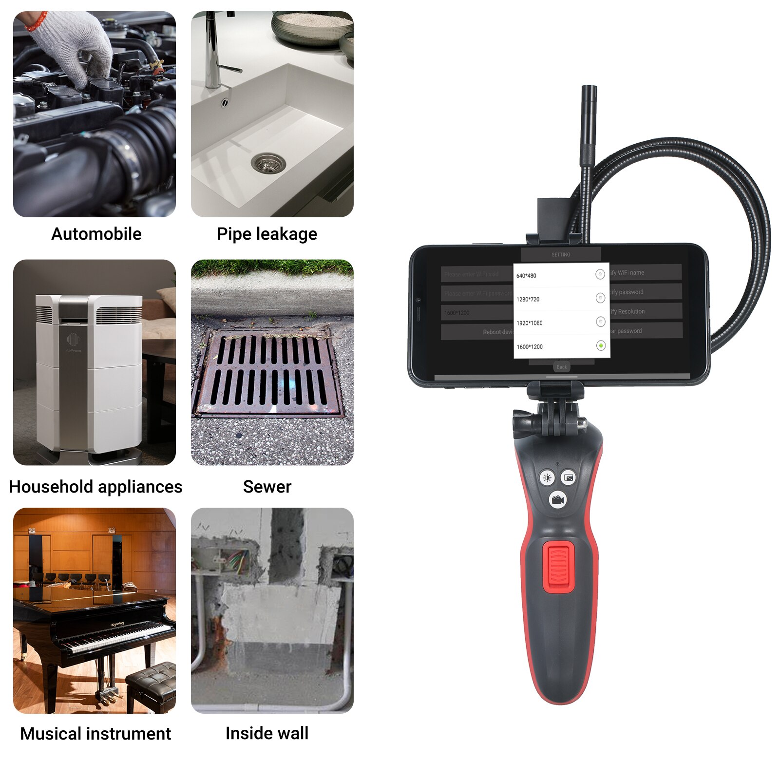 KKmoon Endoscope industriel WiFi 1080P, Endoscop... Grandado