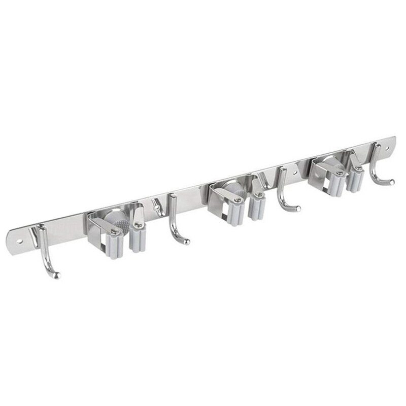 Broom Mop Holder Wall Mount,Metal Stainless Steel Wall Mounted Storage Organizer Heavy Duty Tools Hanger: Default Title