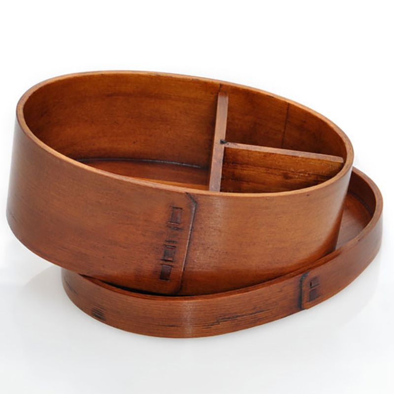 Caja bento de madera duradera, estilo japonés, para una sola persona, para conservar alimentos, vajilla, lonchera de madera para estudiantes: Café oscuro