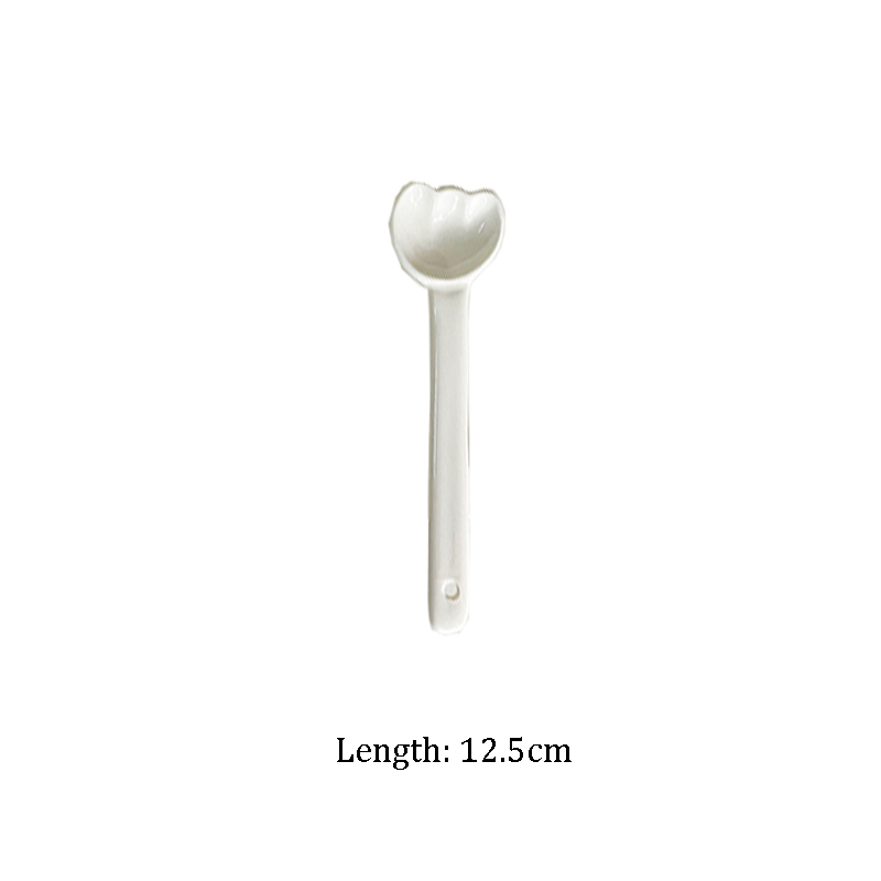 LadyCC – fourchette irrégulière en céramique Simple et créative, cuillère de dessin animé blanche, couteau à beurre, accessoires de tir: B