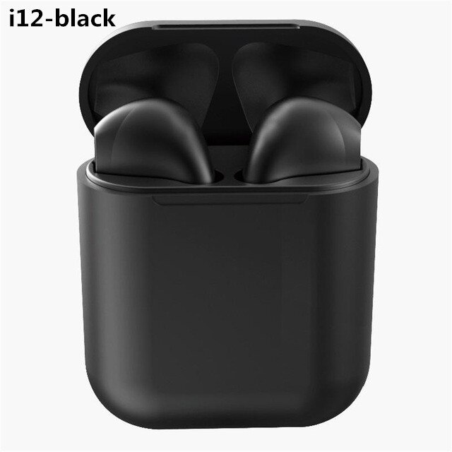 Auricolare Bluetooth TWS cuffie senza fili auricolari Wireless Stereo Fone De Ouvido auricolari Bluetooth cuffie vivavoce con microfono: i12 Black