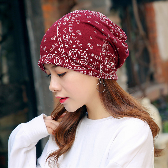 Gorros de estilo étnico para hombre y mujer, gorro de flor de anacardo, bufanda de 2 formas de usar, de Festival: Caqui