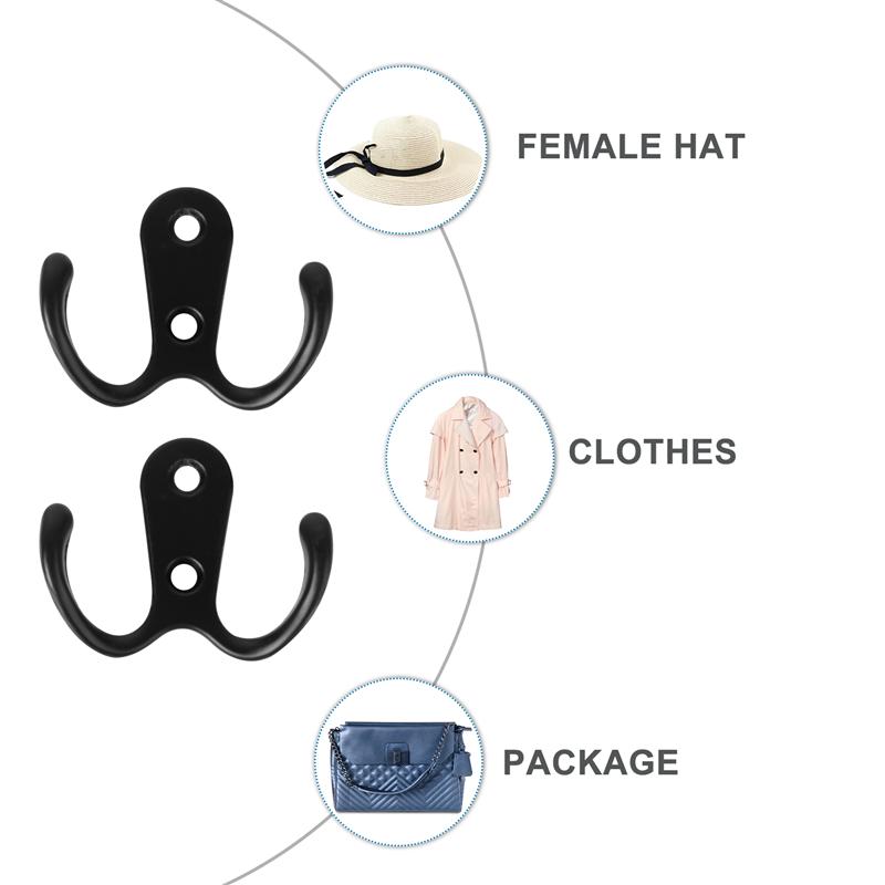10pcs 2-Pronged Coat Hooks Wall-Mounted 2 Hole Towel Hanger For Coats Hats Clothing Double Hook For Wall Hanging Clothes And Hat