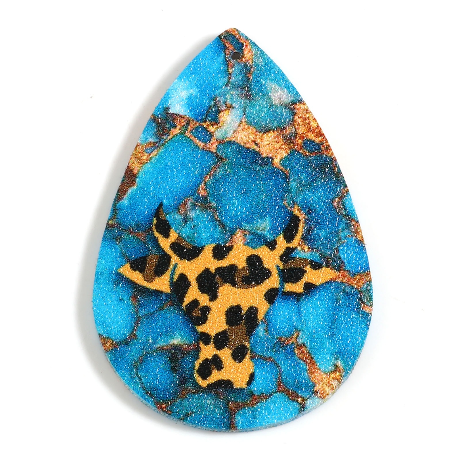 Bohemian pu leather pendant, multicolor with resin cabochon imitation, turquoise charms, diy necklace jewelry, , 5 pieces: 8