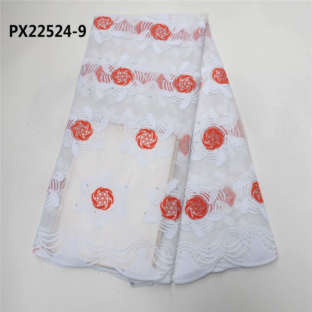 Nigeria white mesh lace embroidery fabric party dress: 8