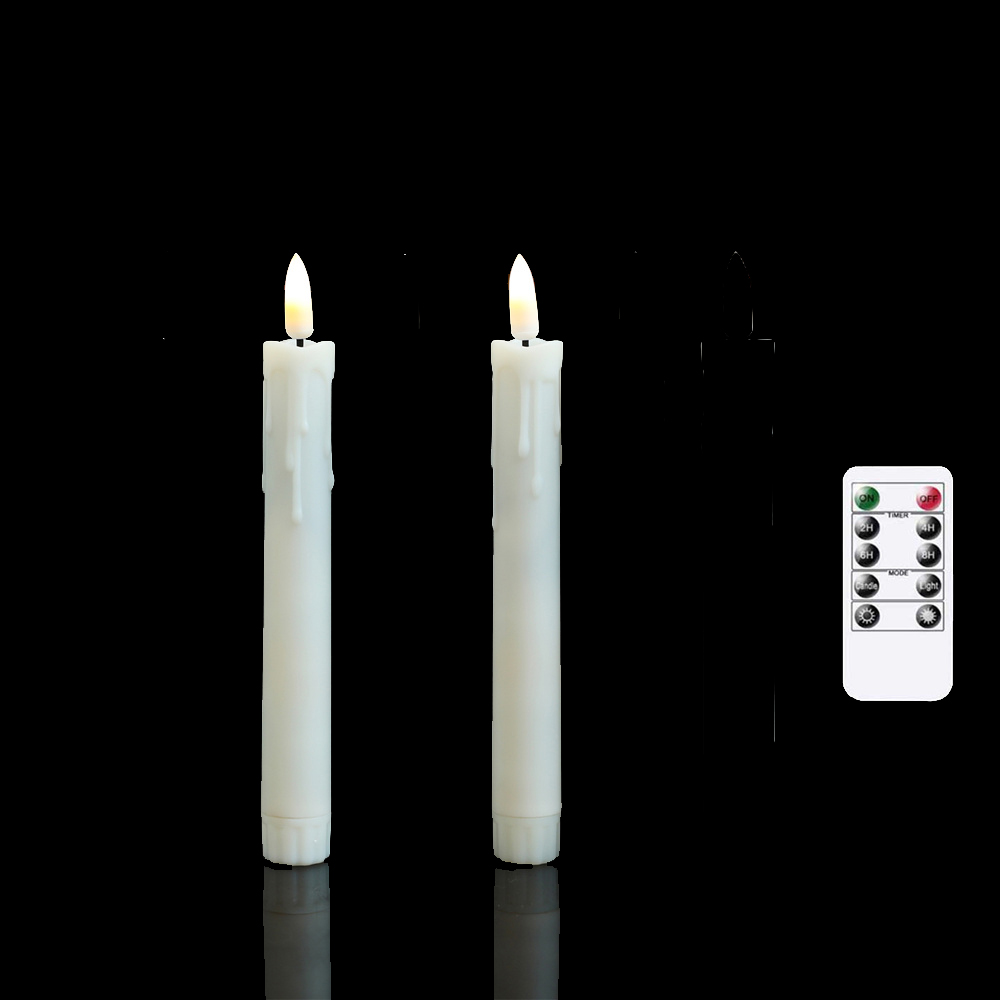 2/3/4 Pieces 7 inch Short Flameless LED Taper Candles With Remote Control,Plastic Realistic Flickering Christmas Candles: Grape
