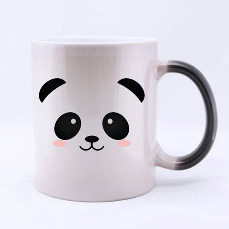 Taza de Panda con mensaje de calor, taza creativa de cerámica que cambia de Color, taza de té mágica, para amigos