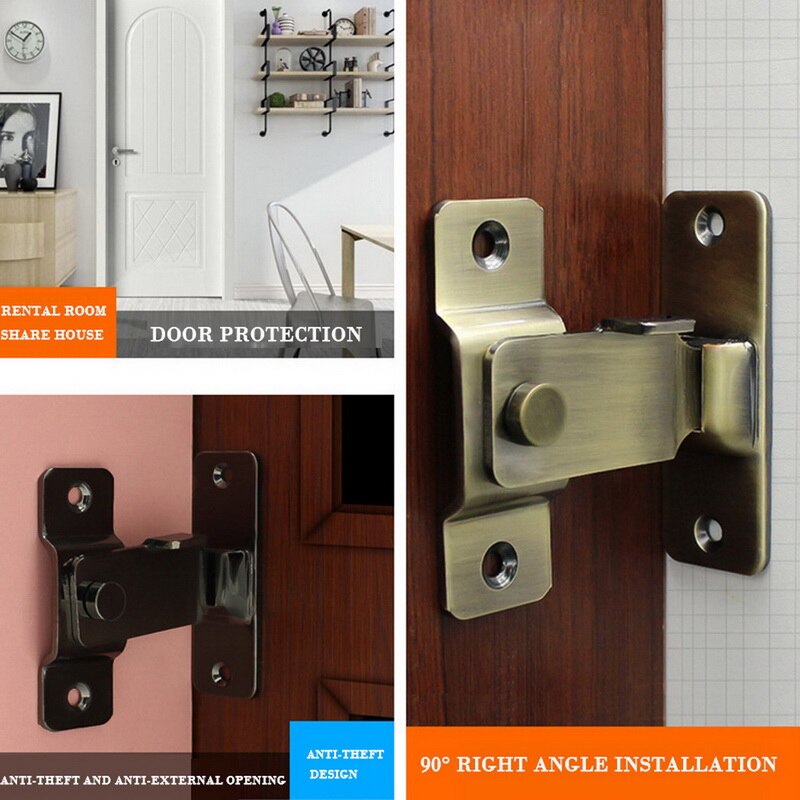 90 Degree Door Buckle Bolt Barn Home Bathroom Door Lock Right Angle Bending Latch Hasp