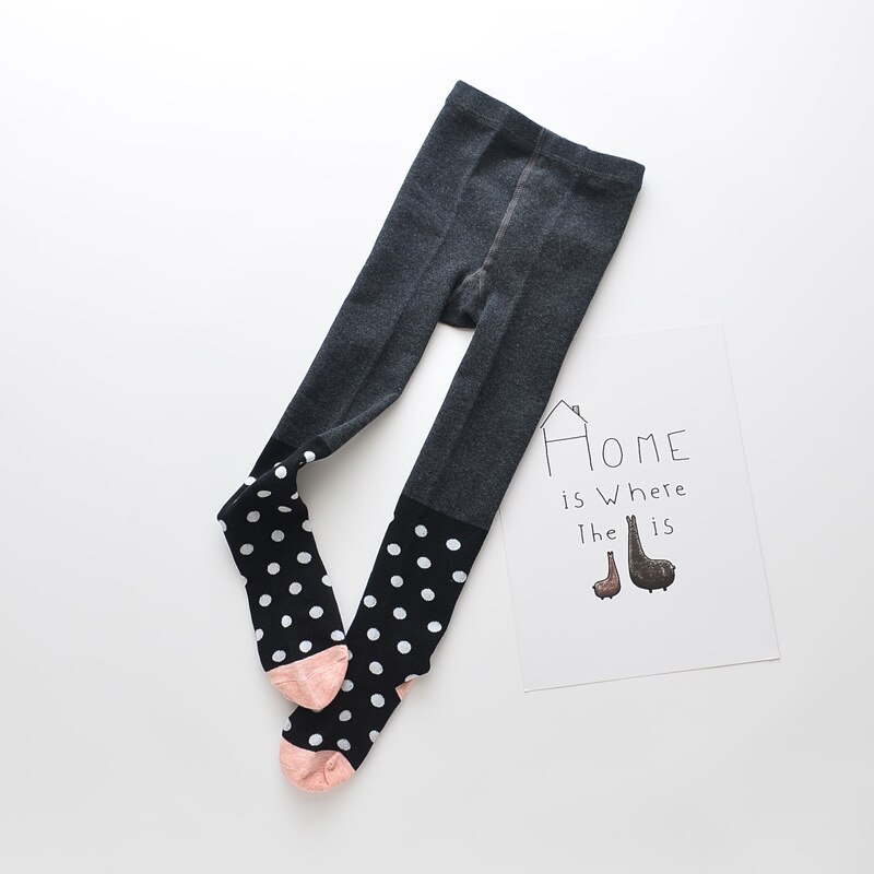 Meisjes panty's herfst schattig kawaii cartoon kat stippen patchwork zachte katoen warme hoge taille panty winter voor kinderen 2-9y: 01 / Ik