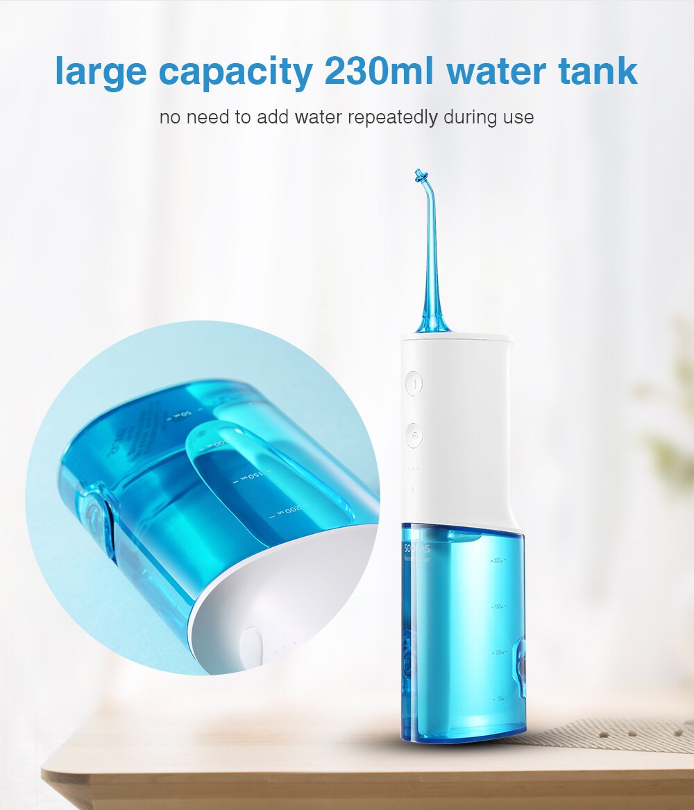 Soocas  w3 kannettava suun kastelulaite ladattava hammaslangan suihkutin 2200 mah ipx 7 vedenpitävä hampaidenpuhdistin