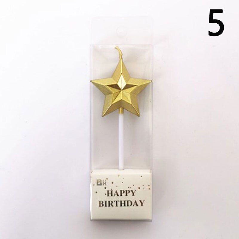 1 Pcs Love Diamond Shaped Gilded Safe Flames Kids Birthday Party Cake Candle: 5