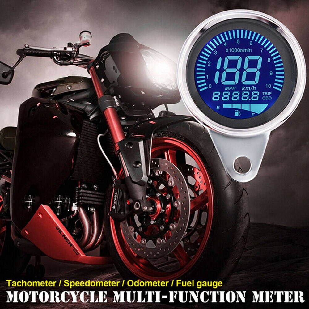 LCD Digital MPH KM/H Motorcycle Moped Odometer Speedometer Tachometer Gauge Motorcycle modified LCD Instrument