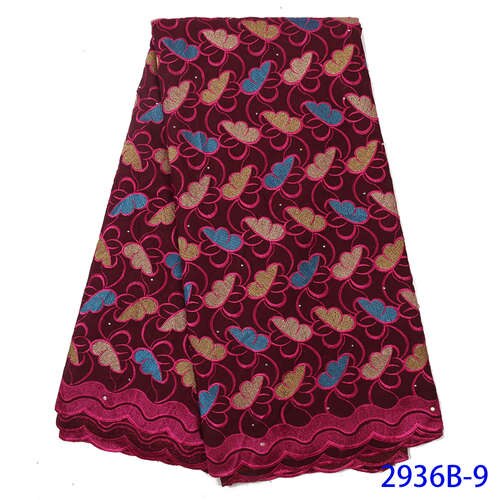 Tecido de renda suíço seda e macio, novo tecido de renda nigeriano, tecido de renda bordado para vestido africano vermelho KS2936B-2: Picture 9
