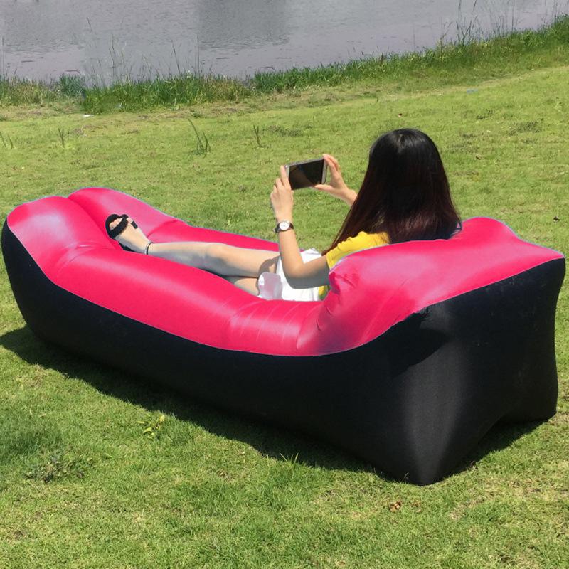 240*70cm påsar strandsoffa camping utomhusprodukter snabb uppfällbar luftbäddsoffa bra sovsäck uppblåsbar luftsäck: Röd