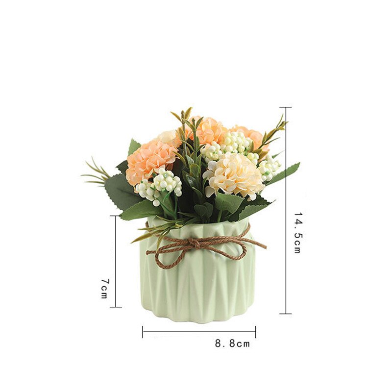 European Ceramic Vase with Artificial Flowers Minimalist Office Desktop Indoor Green Plants Pot Home Garden Decoration Vases