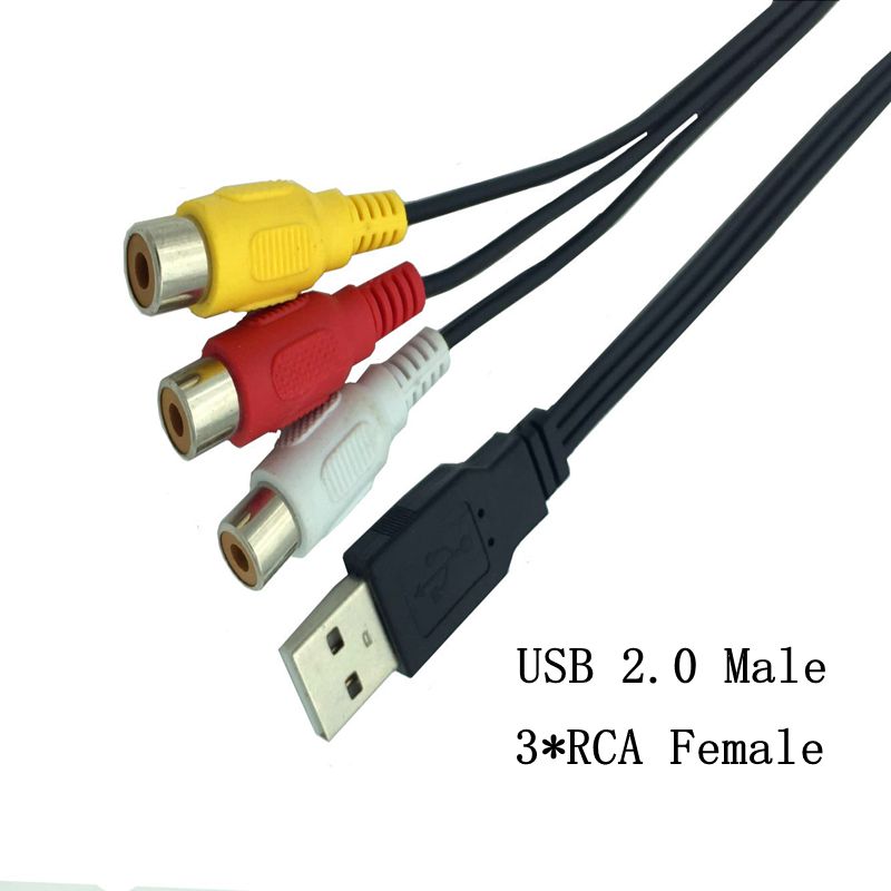 USB A 2.0 Buchse Stecker auf 2 3 Cinch 2/3 Cinch Stecker Buchse AV-Stecker Adapter Stecker Konverter Kabel Blei PC TV HDTV AUX Audio Video: Himmel Blau / < =0.5m