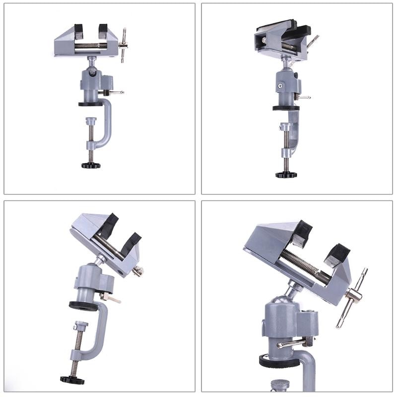 360 Degree Rotating Table Vise Multifunctional Aluminium Alloy Swivel Bench Vise Clamp Electric Drill Stand Rotating Tools