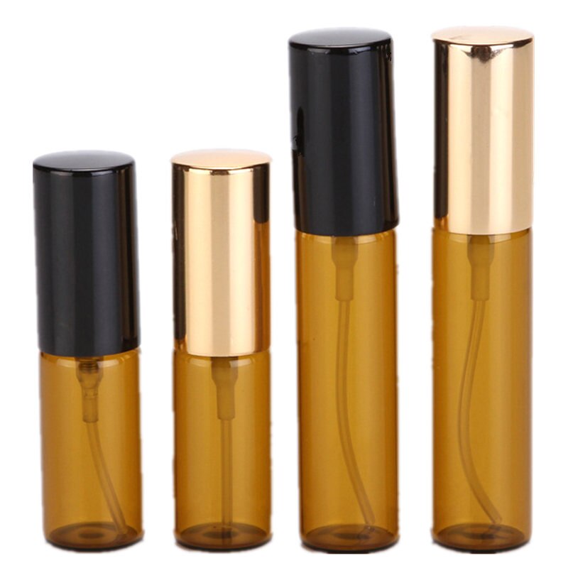 10 stuks/partij 5ml draagbare amberkleurige glazen parfumflesjes, sprayflessen, lege monstercontainers 10ml vernevelaars en hervulbare flessen