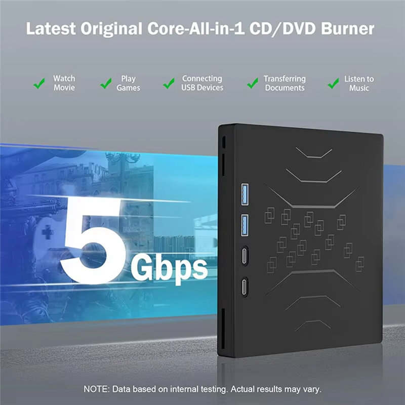 ELECT-7-in-1 externer CD-/DVD-Laufwerk-Player USB3.0 Tragbares externes Festplattenspiel mit optischem Laufwerk CD-Brenner für PC Laptop