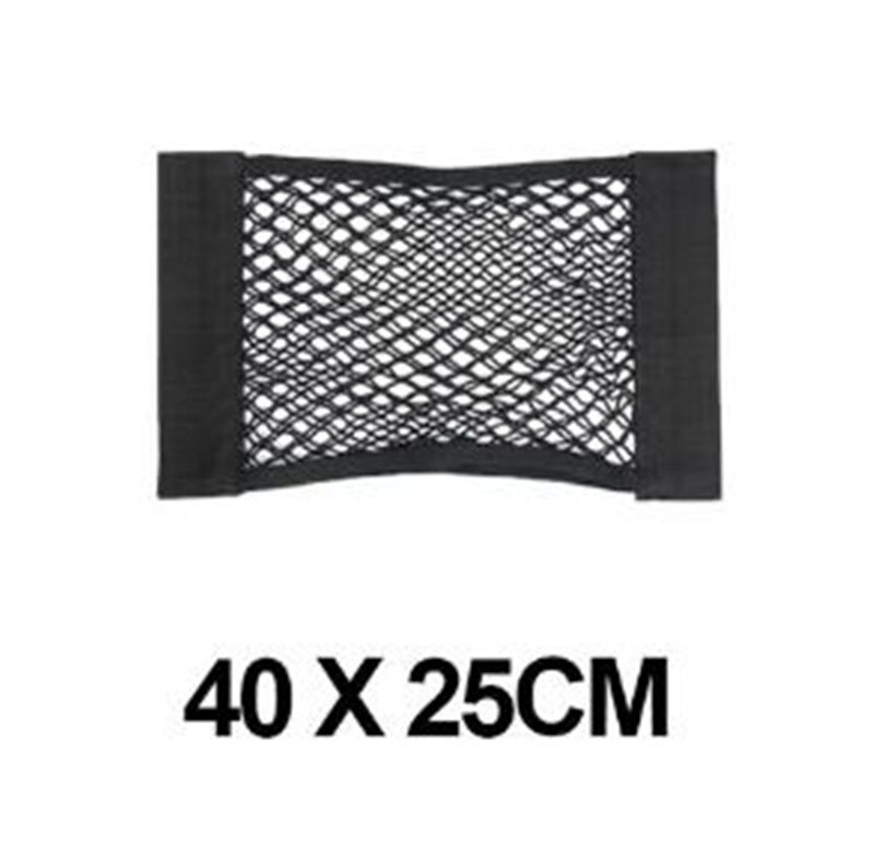 Car Trunk Velcro Double Layer Net Bag Car Extinguisher Mounting Bracket Trunk Storage Stretch Net Bag: 40X25CM