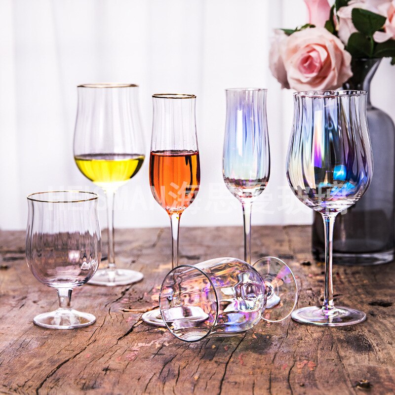 Blyfritt kristallhögt glas tulpan rött vinglas vertikalt randglas vinglas champagneglas
