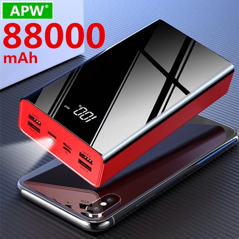 Power Bank 88000mAh Rollenmaschinenlinie Typc Micro USB QC Schnelle Aufladen Power Led-anzeige Tragbare Externe Batterie Ladegerät Für telefon tablet
