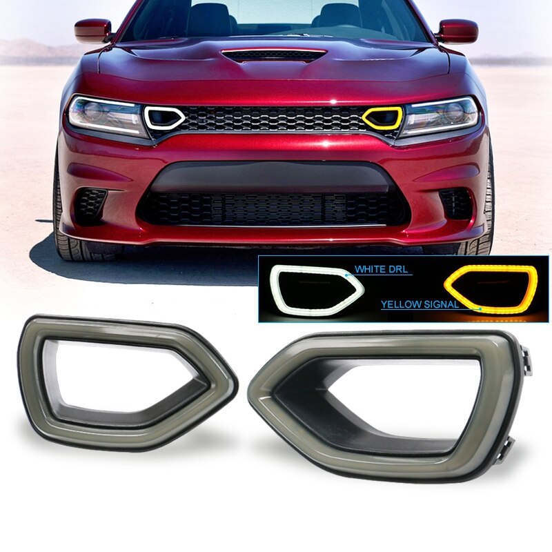 Fit for 15-19 Dodge Charger SRT Scat Pack Grille Smoke LED Lights DRL+ Turn Signal Light