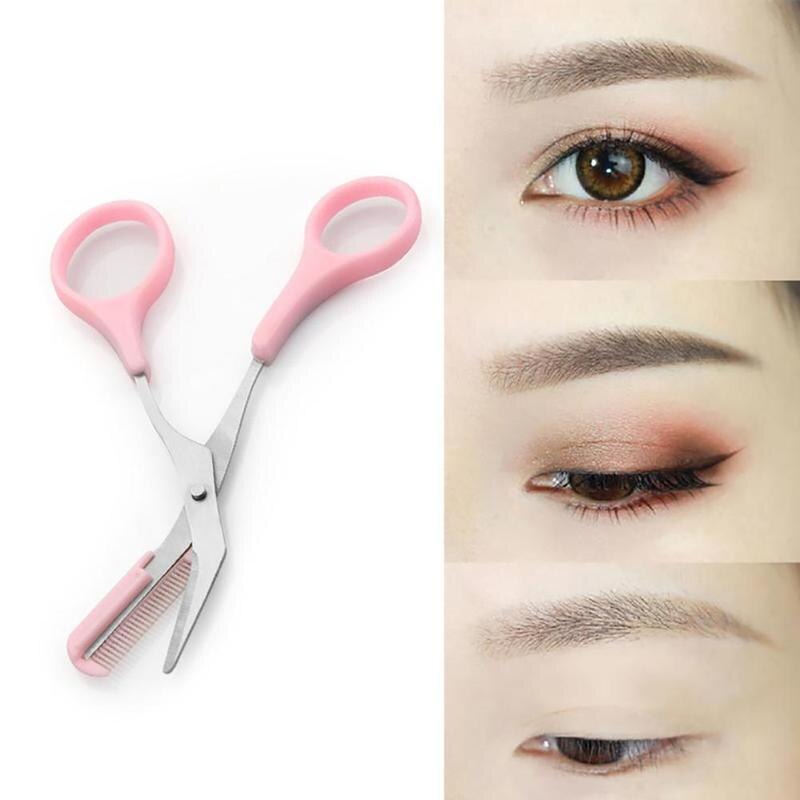 Coréen sourcils ciseaux cils cheveux ciseaux décapant tondeuse Maquiagem outils maquillage beauté sourcil peigne X0D5