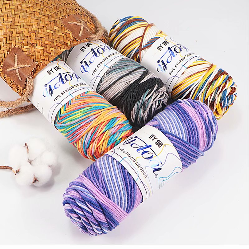 1Pc 100g Rainbow Color Cotton Yarn for hand knitting Acrylic Thread Crochet Yarn DIY Scarf Sweater threads hat blanket threads