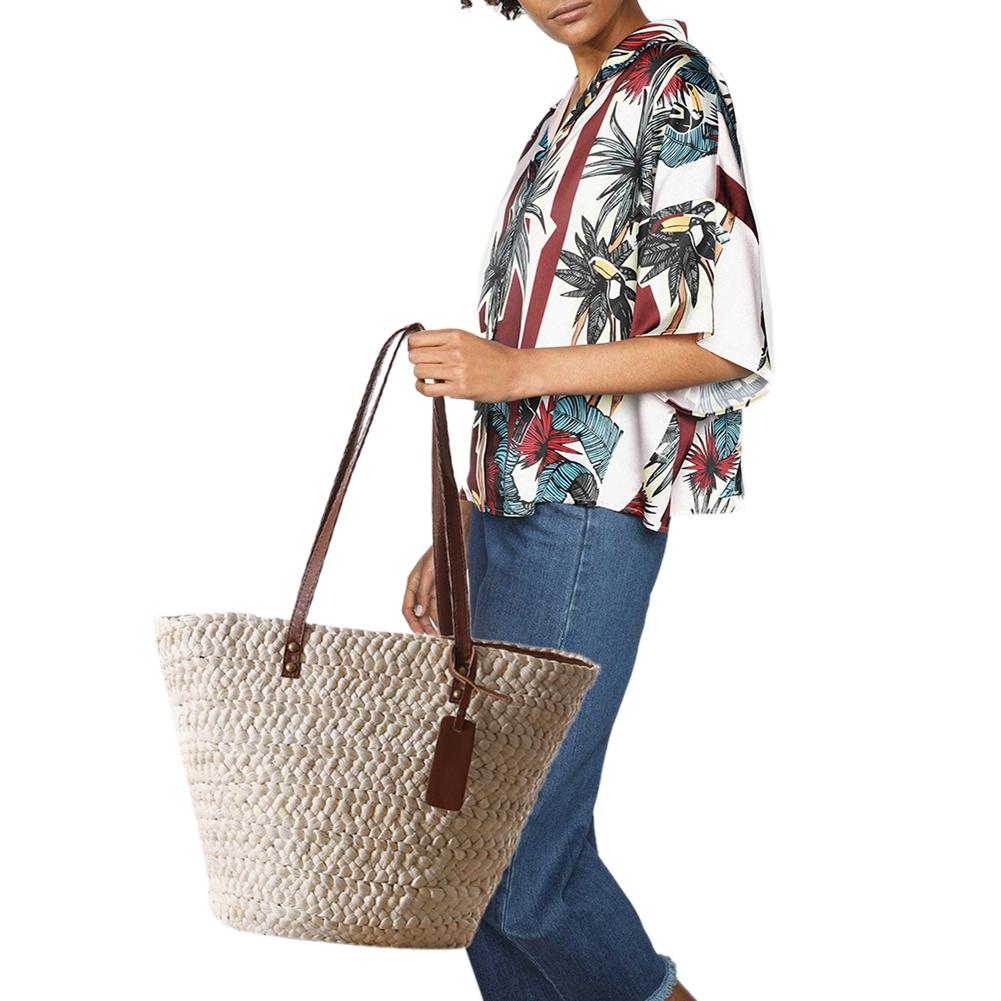 Women Summer Single Shoulder Beach Straw Bag Simple Fashionable Woven Bag Casual Bag Beach Bag Bohemia Style Handbag