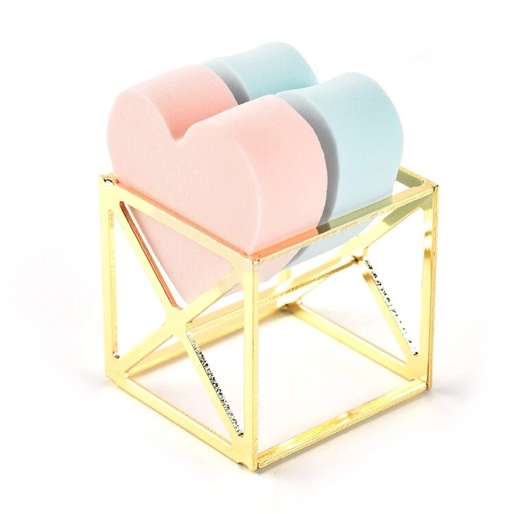1pc sminkesvamp pudderstativ eggpulver puff brakett boks tørketrommel arrangør skjønnhetshylle holder skrivebordsoppbevaring: Gylden firkant