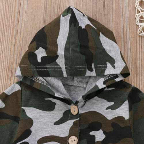 Newborn Baby Boys Girls Romper Hooded Long Sleeve Camo Casual Jumpsuit Playsuit Cool Outfits Clothes Autumn Winter