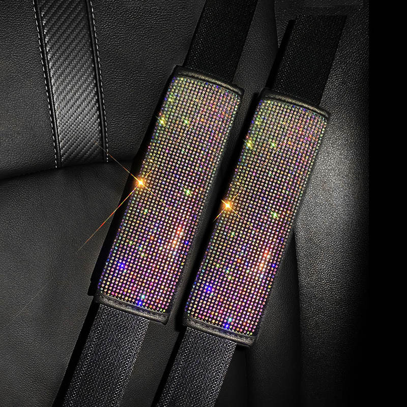 2 uds. Hombreras para cinturón de seguridad con diamantes de cristal, fundas ostentosas para cinturón de seguridad de coche, cojín Protector, decoración automática, accesorios para coche para mujer