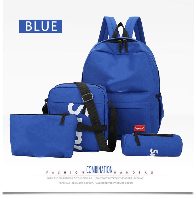 Men's and Women's School Bag Korean Version of the Oxford Fabric College Wind Backpack Campus Leisure Wild Middle School: Blue