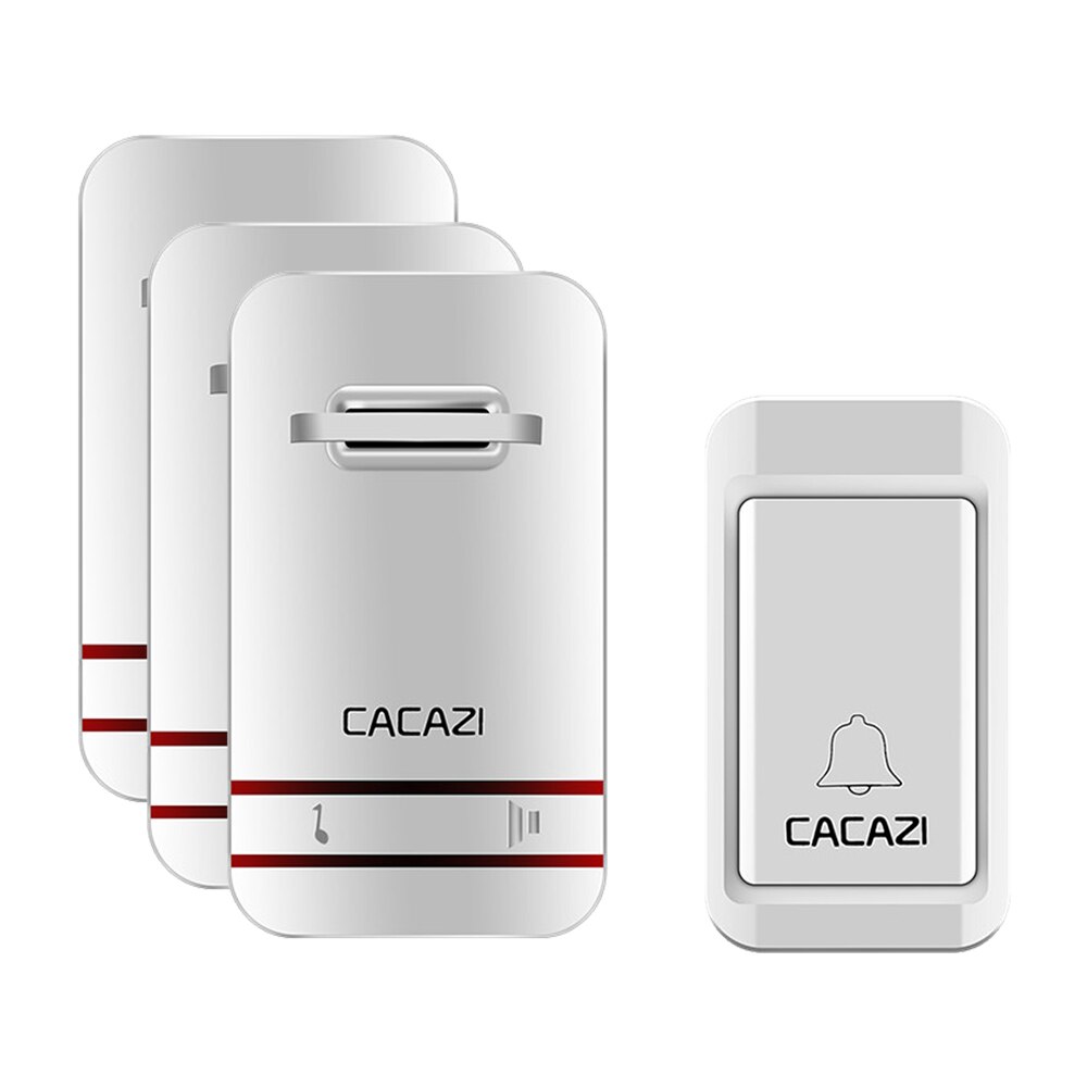 Cacazi älykäs langaton ovikello itsetoiminen ei akkua vesitiivis painike us eu uk pistoke vastaanottimet kotiin soittokello 38 kelloa: 1 painike 3 vastaanotin / Meille