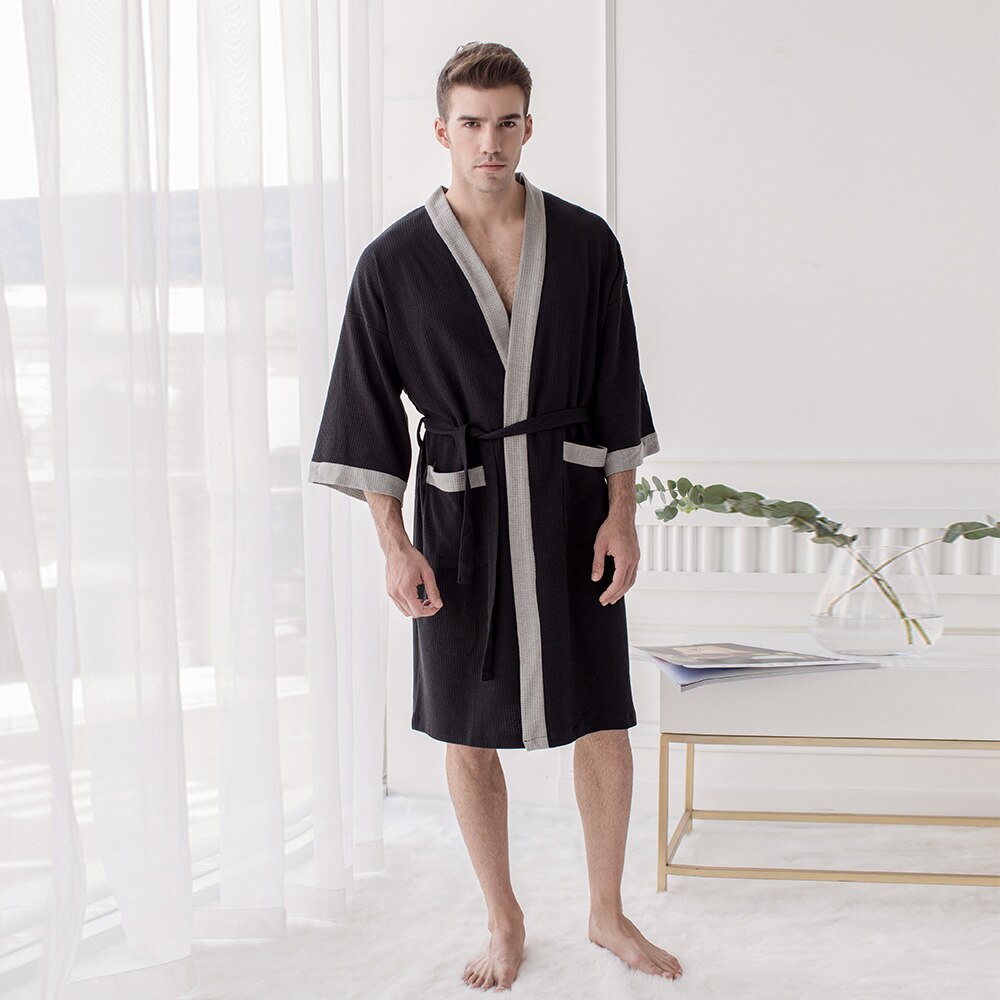 Mannen Katoen Wafel Hotel Badjas Spa Robe Water Absorberende Nachtjapon Japanse stijl Kimono robe Nachtjapon