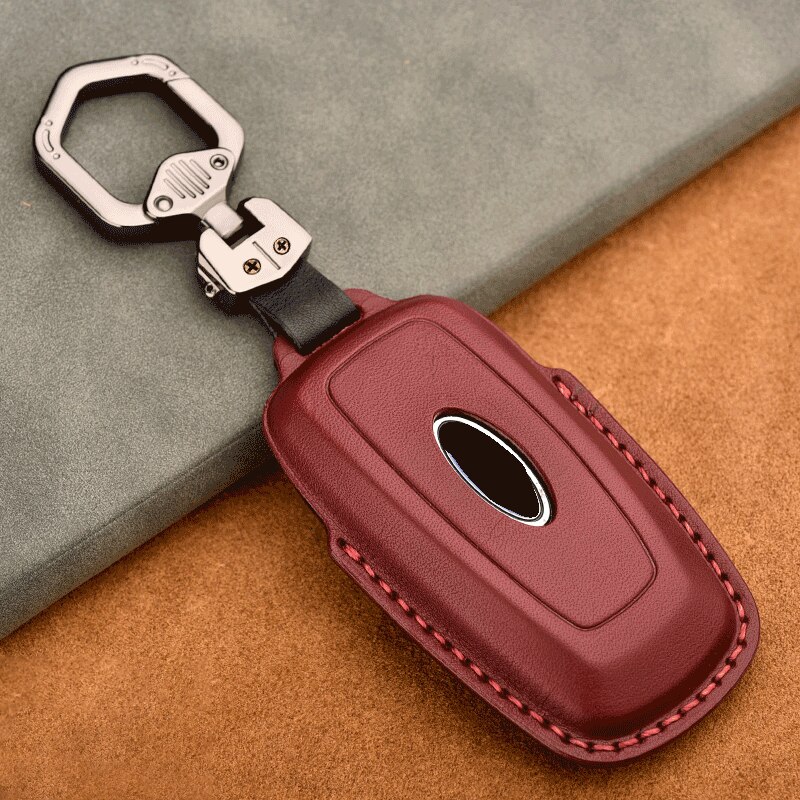 Retro Leather Remote Key Fob Holder Cover Case For Ford Edge Fusion Mustang Explorer Expedition F150 F250 F-350 F-450 keyless
