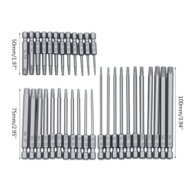 11/12pcs Tamper Proof Security Drill Bit Set Torx Screwdriver Flat Head 1/4" Hex Bits Driver