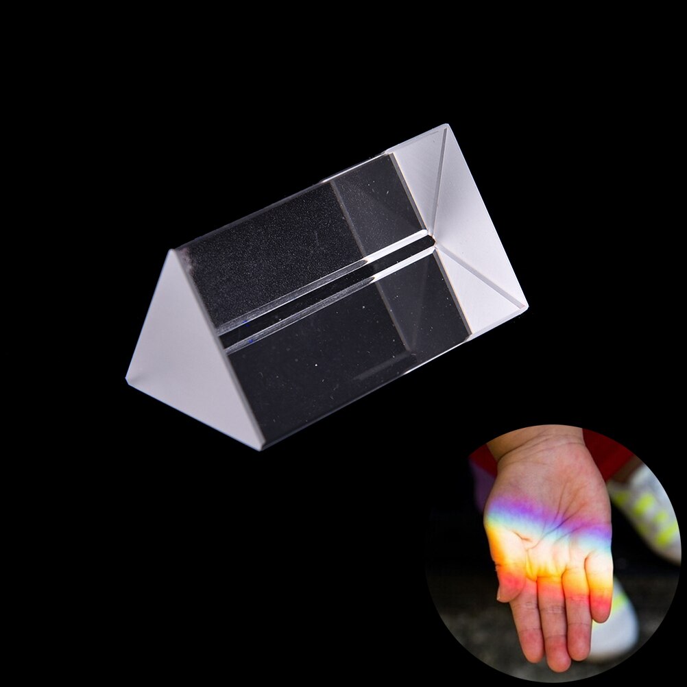 Regenboog Optical Glass Triple Driehoekig Prisma Natuurkunde Onderwijs Light Spectrum met Geschenkdoos Maat: Ca. 5x3x3 cm