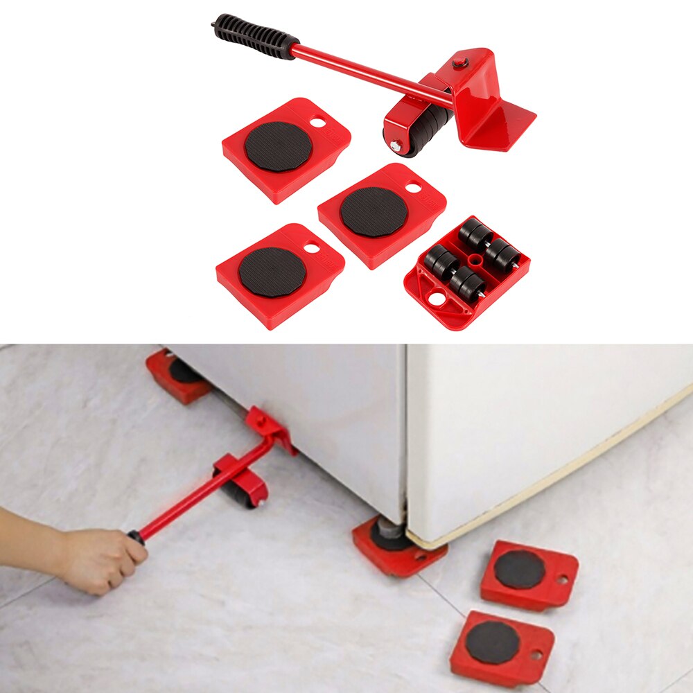 5Pcs Professionele Meubels Mover Tool Set Zware Voeders Vervoer Lifter Wielen Mover Roller Met Wiel Bar Moving Hand Apparaat