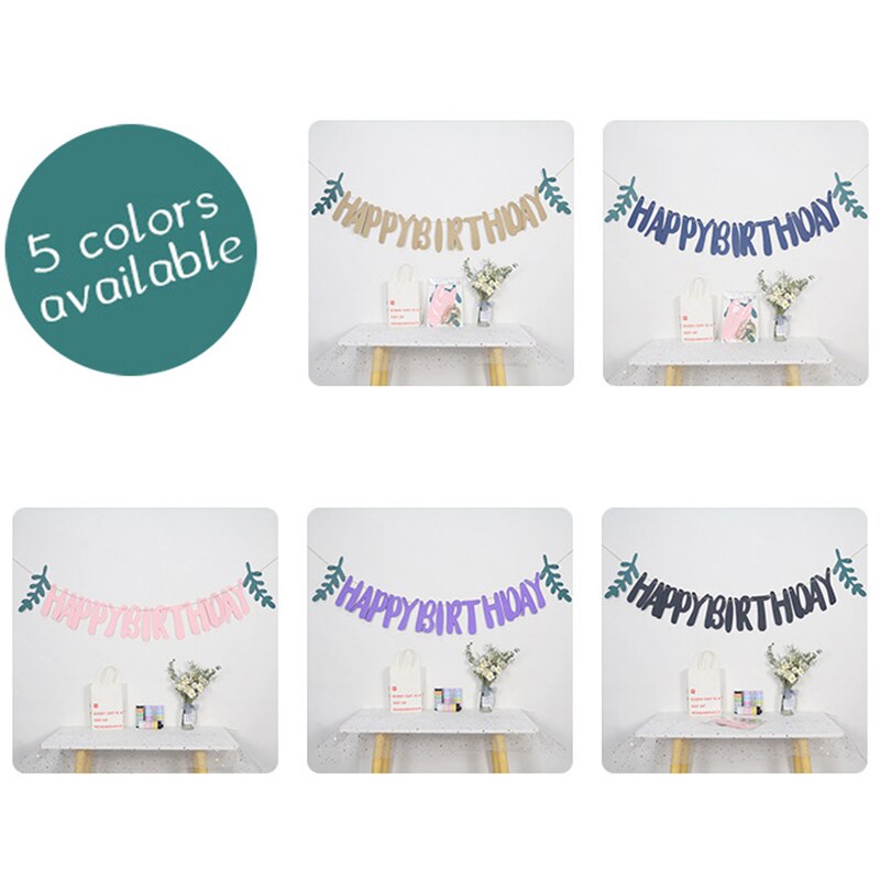 Happy Birthday Banner Leaf Banner Garland Bunting Birthday Decor Happy Birthday Party Decoration Baby Shower Decorations