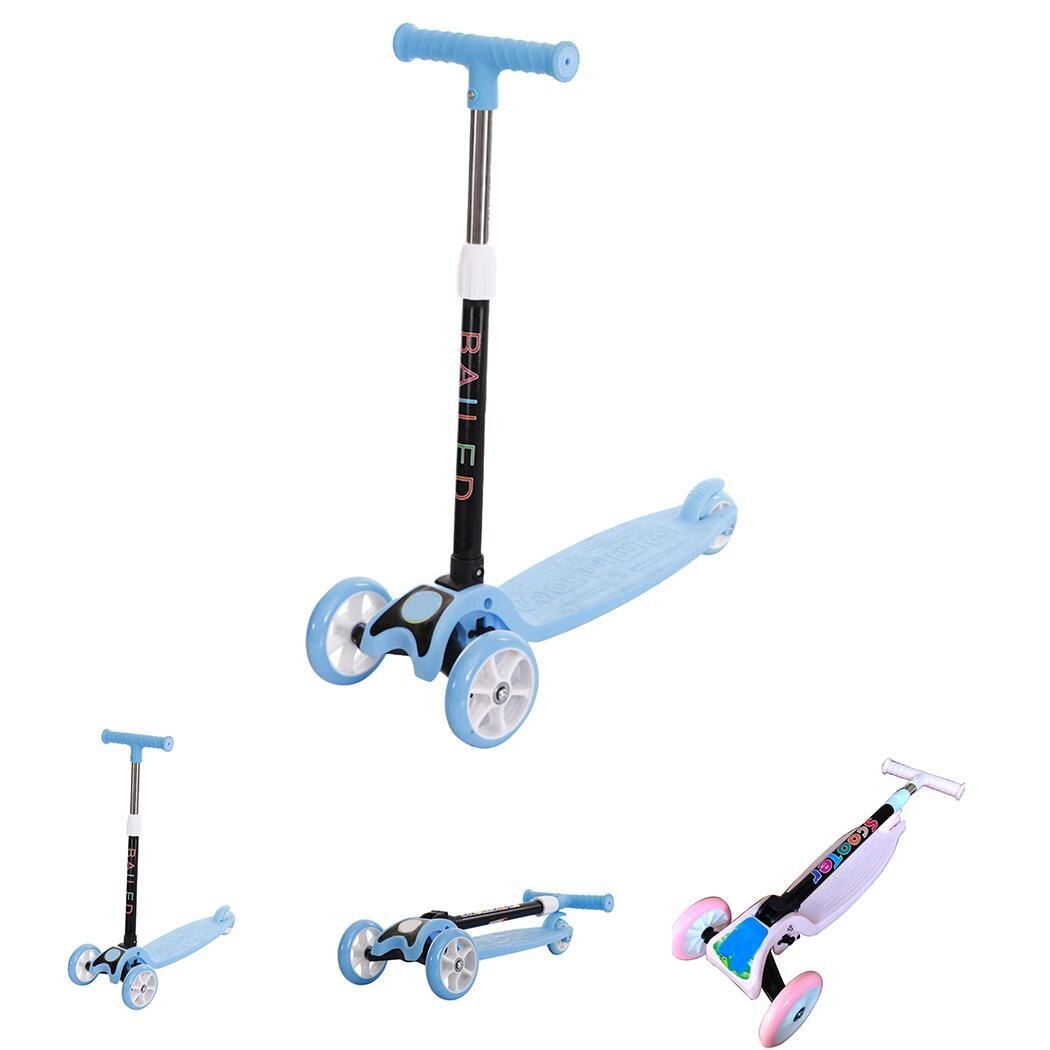 Kids Adjustable Height Kick Scooter 3 Wheels 58-73cm/22.8-28.7inch Wide Deck Back 2~8 Years old Brake Pedal