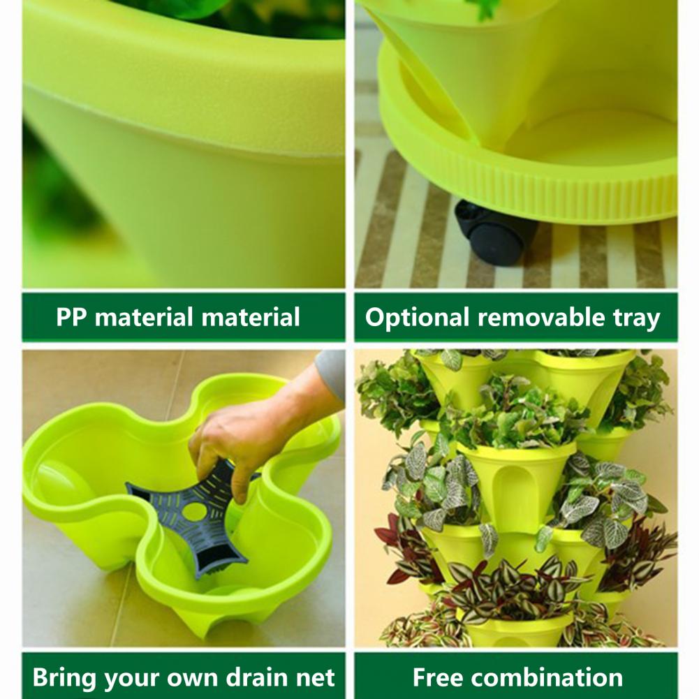 Stackable Flower Pot Non-slip Wide Application Plastic Sturdy Vertical Assorted Space-saving Planter Household Supplies