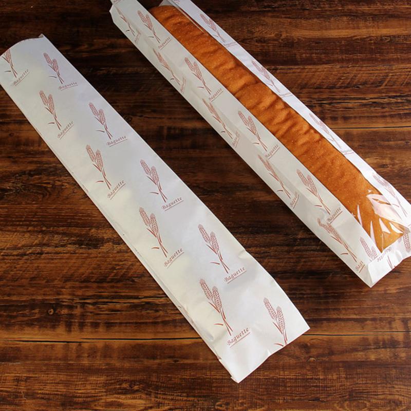 Lang baguettepose 10*4*59cm vindue hvede sundt træ kraftpapirpose 50pc papirbrødpose