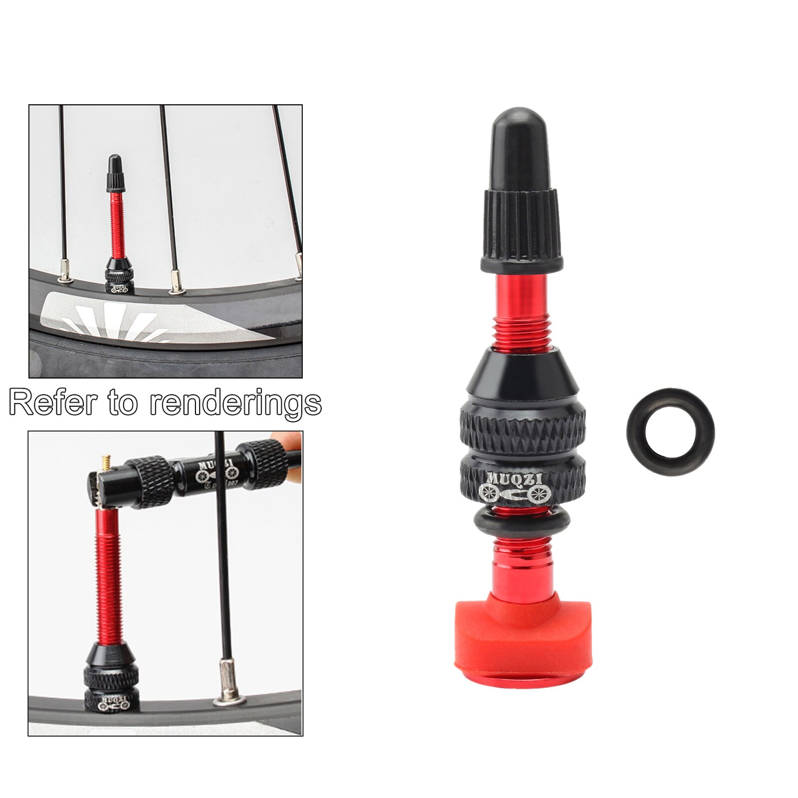 Bicycle 40/60mm Presta Valve for Road MTB Bicycle Tubeless Tires Brass Core Alloy Stem: Red 40mm
