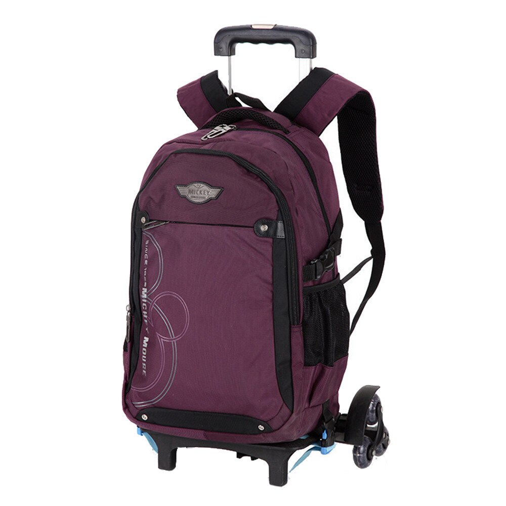 Children School Bags with 3 Wheels Removable Kids Child Trolley School Bag Boys Girls Rolling Backpack Wheeled Bookbag: purple 6 wheels