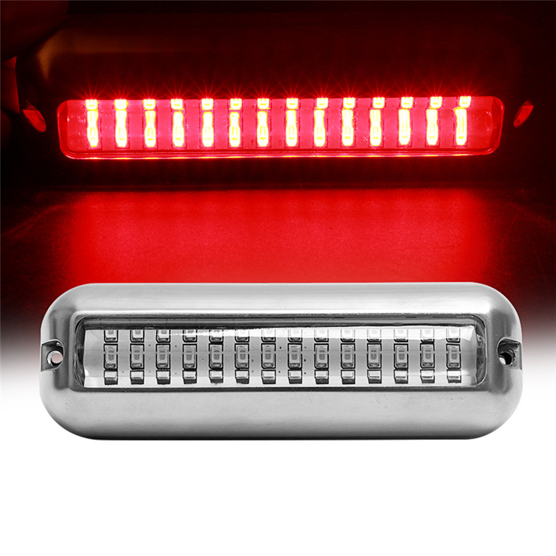 42LED 80W 538LM Stainless Steel Boat Transom Light Underwater Pontoon Marine Ship Boat Accessories Light Waterproof Marine Light: Red