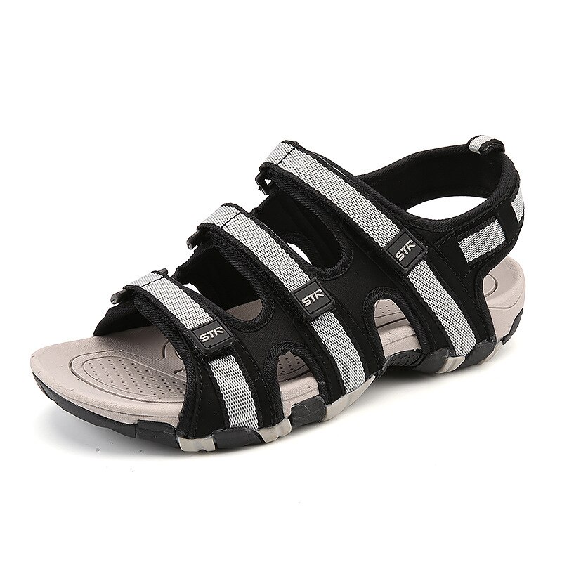 M-anxiu Männer gucken-Zehe Gummi Sohle Kreuz-Band Haken-schleife Sandale Sommer lässig PU gleitschutz draussen Sandale Schuhe: gary / 40