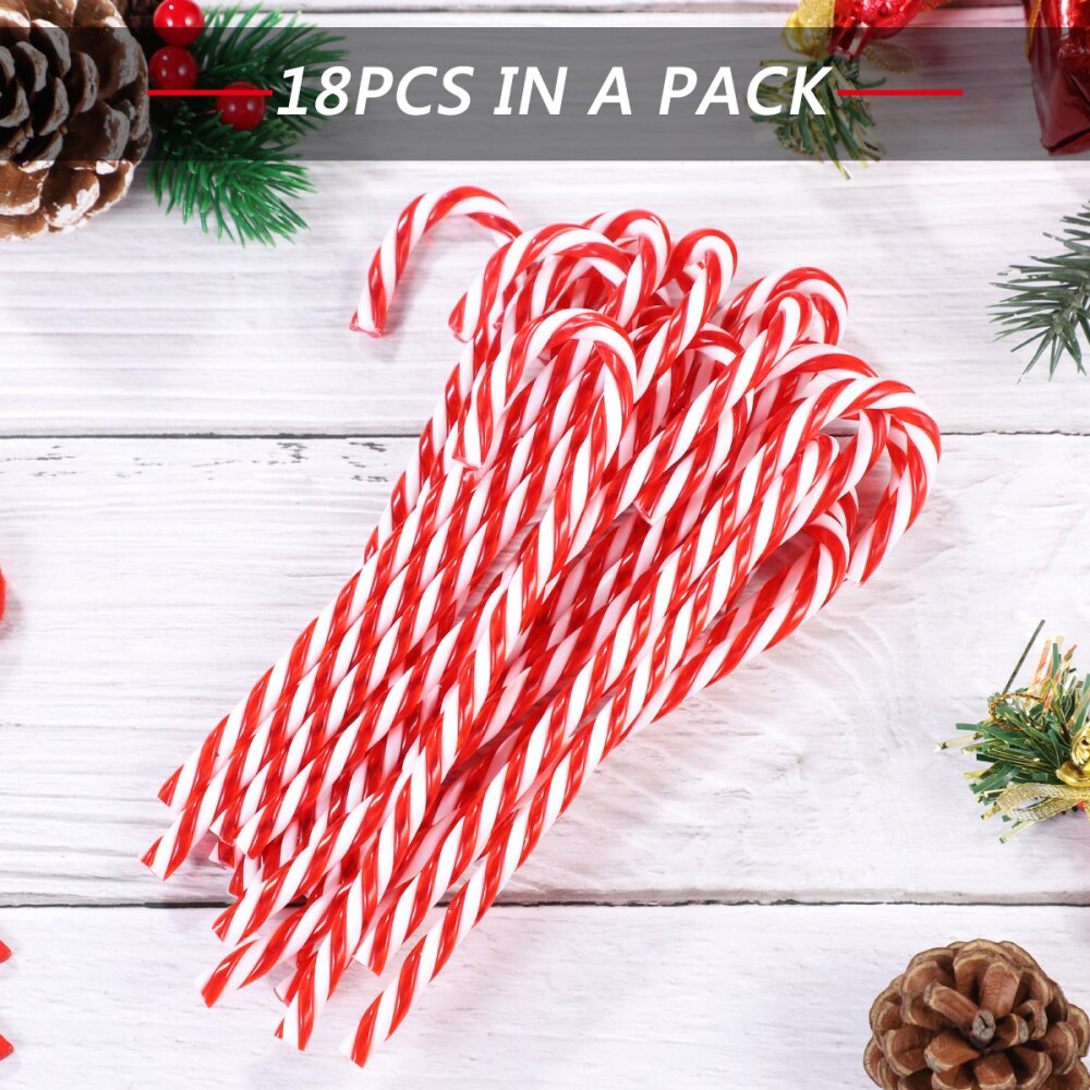 OUNONA 18 Pcs Twinkling Candy Cane Christmas Lawn Stakes Pathway Markers Christmas Tree Decoration (15 cm, Red and