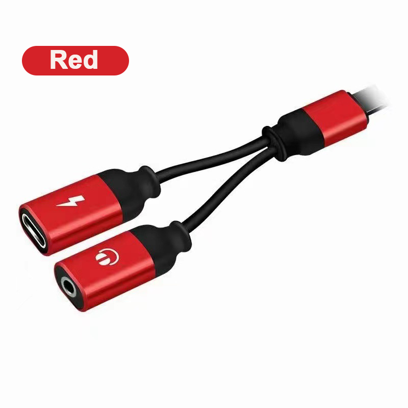 OTG 2 en 1 iOS a iOS adaptador de carga rápida 3,5mm adaptador de conector de auriculares divisor para iPhone 14 13 12 11 8 Pro Max X XR SE iPad: Rojo rosado
